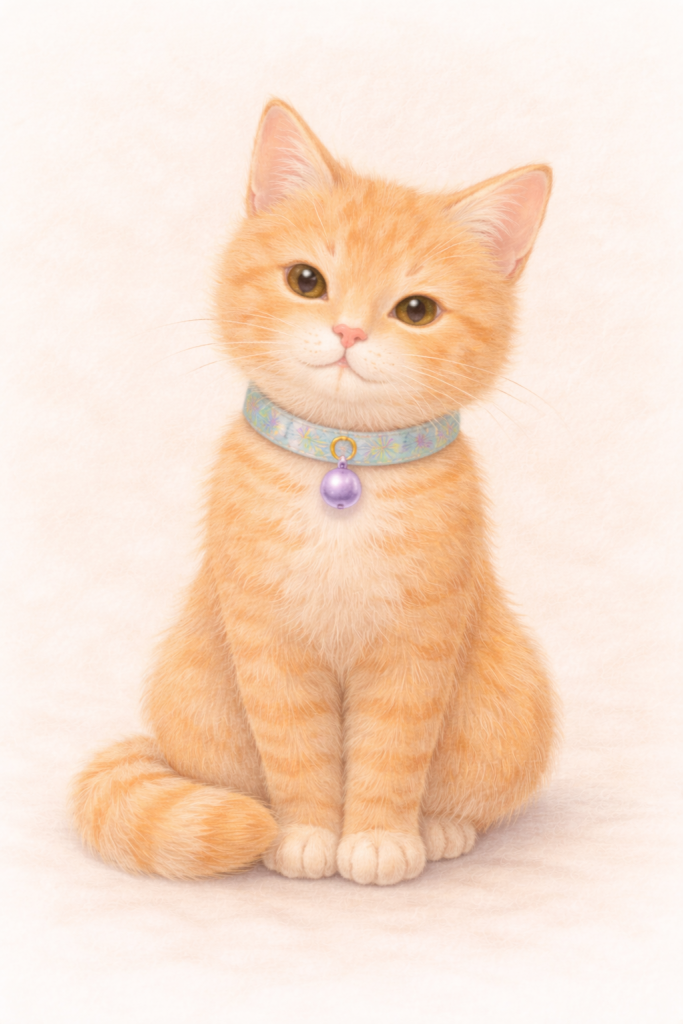 鈴なり首輪の茶トラ猫