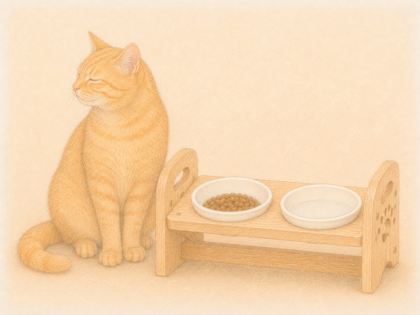 ごはんが気に入らない様子でプイッとする茶トラ猫